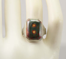 Load image into Gallery viewer, Ornate Antique 1920&#39;s Art Deco Natural RARE Orbicular Bloodstone 10k Solid White Gold Men&#39;s Ring