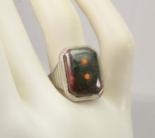 Load image into Gallery viewer, Ornate Antique 1920&#39;s Art Deco Natural RARE Orbicular Bloodstone 10k Solid White Gold Men&#39;s Ring