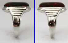 Load image into Gallery viewer, Ornate Antique 1920&#39;s Art Deco Natural RARE Orbicular Bloodstone 10k Solid White Gold Men&#39;s Ring