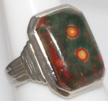 Load image into Gallery viewer, Ornate Antique 1920&#39;s Art Deco Natural RARE Orbicular Bloodstone 10k Solid White Gold Men&#39;s Ring