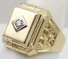 Load image into Gallery viewer, Antique Art Deco Natural &amp; Genuine Antique European Cut .10ct Diamond 10k Solid Gold Men&#39;s Ring