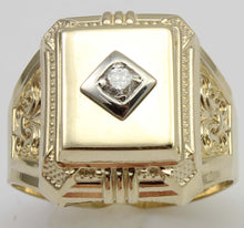 Load image into Gallery viewer, Antique Art Deco Natural &amp; Genuine Antique European Cut .10ct Diamond 10k Solid Gold Men&#39;s Ring