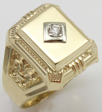 Load image into Gallery viewer, Antique Art Deco Natural &amp; Genuine Antique European Cut .10ct Diamond 10k Solid Gold Men&#39;s Ring