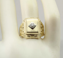 Load image into Gallery viewer, Antique Art Deco Natural &amp; Genuine Antique European Cut .10ct Diamond 10k Solid Gold Men&#39;s Ring