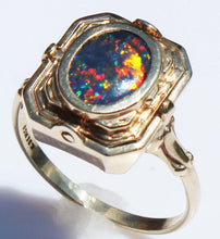 Load image into Gallery viewer, RARE Antique 1920&#39;s Art Deco Opal &amp; Persian Turquoise 10k Solid Gold Cocktail Reversible Flip Ring