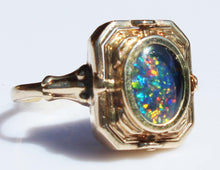 Load image into Gallery viewer, RARE Antique 1920&#39;s Art Deco Opal &amp; Persian Turquoise 10k Solid Gold Cocktail Reversible Flip Ring