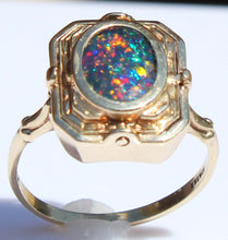 Load image into Gallery viewer, RARE Antique 1920&#39;s Art Deco Opal &amp; Persian Turquoise 10k Solid Gold Cocktail Reversible Flip Ring