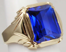 Load image into Gallery viewer, Antique 1920&#39;s Art Deco LARGE 9ct RARE Barrel Cut Blue Spinel 10k Solid Yellow Gold Men&#39;s Ring