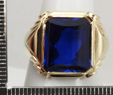 Load image into Gallery viewer, Antique 1920&#39;s Art Deco LARGE 9ct RARE Barrel Cut Blue Spinel 10k Solid Yellow Gold Men&#39;s Ring