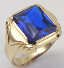 Load image into Gallery viewer, Antique 1920&#39;s Art Deco LARGE 9ct RARE Barrel Cut Blue Spinel 10k Solid Yellow Gold Men&#39;s Ring