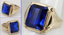 Load image into Gallery viewer, Antique 1920&#39;s Art Deco LARGE 9ct RARE Barrel Cut Blue Spinel 10k Solid Yellow Gold Men&#39;s Ring