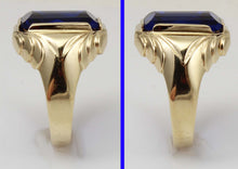 Load image into Gallery viewer, Antique 1920&#39;s Art Deco LARGE 9ct RARE Barrel Cut Blue Spinel 10k Solid Yellow Gold Men&#39;s Ring