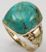 Load image into Gallery viewer, Antique Art Deco William C. Greene Kingman Turquoise 10k Solid Yellow &amp; RARE Green Gold Men&#39;s Ring