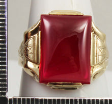 Load image into Gallery viewer, Antique 1920&#39;s Art Deco LARGE 12ct Ruby Hand Engraved &amp; Milgrained 10k Solid Yellow Gold Men&#39;s Ring