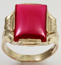 Load image into Gallery viewer, Antique 1920&#39;s Art Deco LARGE 12ct Ruby Hand Engraved &amp; Milgrained 10k Solid Yellow Gold Men&#39;s Ring