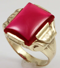 Load image into Gallery viewer, Antique 1920&#39;s Art Deco LARGE 12ct Ruby Hand Engraved &amp; Milgrained 10k Solid Yellow Gold Men&#39;s Ring