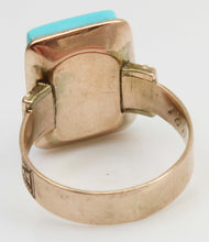 Load image into Gallery viewer, Antique Victorian RARE Natural Persian Turquoise 14k Solid Rose Gold Ladies Cocktail Ring Dated 1881