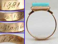 Load image into Gallery viewer, Antique Victorian RARE Natural Persian Turquoise 14k Solid Rose Gold Ladies Cocktail Ring Dated 1881