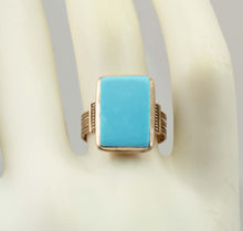 Load image into Gallery viewer, Antique Victorian RARE Natural Persian Turquoise 14k Solid Rose Gold Ladies Cocktail Ring Dated 1881