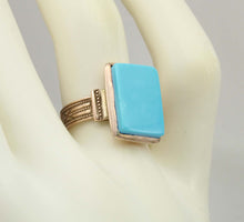 Load image into Gallery viewer, Antique Victorian RARE Natural Persian Turquoise 14k Solid Rose Gold Ladies Cocktail Ring Dated 1881