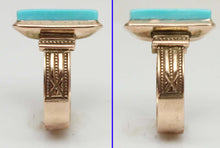 Load image into Gallery viewer, Antique Victorian RARE Natural Persian Turquoise 14k Solid Rose Gold Ladies Cocktail Ring Dated 1881