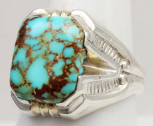 Load image into Gallery viewer, Antique 1920&#39;s Art Deco SIGNED Ostby &amp; Barton Natural RARE #8 Mine Nevada Turquoise Silver Mens Ring