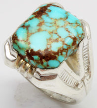 Load image into Gallery viewer, Antique 1920&#39;s Art Deco SIGNED Ostby &amp; Barton Natural RARE #8 Mine Nevada Turquoise Silver Mens Ring