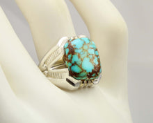 Load image into Gallery viewer, Antique 1920&#39;s Art Deco SIGNED Ostby &amp; Barton Natural RARE #8 Mine Nevada Turquoise Silver Mens Ring