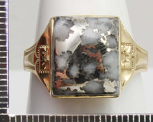 Load image into Gallery viewer, Antique 1920&#39;s Art Deco VERY RARE Natural Silver Ore in Quartz Engraved 10k Solid Gold Men&#39;s Ring