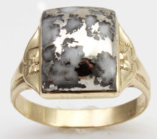 Load image into Gallery viewer, Antique 1920&#39;s Art Deco VERY RARE Natural Silver Ore in Quartz Engraved 10k Solid Gold Men&#39;s Ring