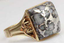 Load image into Gallery viewer, Antique 1920&#39;s Art Deco VERY RARE Natural Silver Ore in Quartz Engraved 10k Solid Gold Men&#39;s Ring