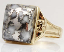 Load image into Gallery viewer, Antique 1920&#39;s Art Deco VERY RARE Natural Silver Ore in Quartz Engraved 10k Solid Gold Men&#39;s Ring