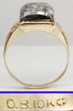 Load image into Gallery viewer, Antique 1920&#39;s Art Deco VERY RARE Natural Silver Ore in Quartz Engraved 10k Solid Gold Men&#39;s Ring