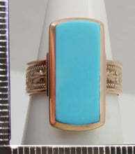 Load image into Gallery viewer, Antique c1900 Victorian RARE Natural Persian Turquoise 14k Solid Rose Gold Ladies Cocktail Ring