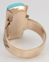 Load image into Gallery viewer, Antique c1900 Victorian RARE Natural Persian Turquoise 14k Solid Rose Gold Ladies Cocktail Ring