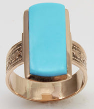 Load image into Gallery viewer, Antique c1900 Victorian RARE Natural Persian Turquoise 14k Solid Rose Gold Ladies Cocktail Ring