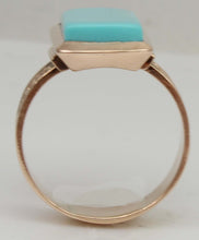 Load image into Gallery viewer, Antique c1900 Victorian RARE Natural Persian Turquoise 14k Solid Rose Gold Ladies Cocktail Ring