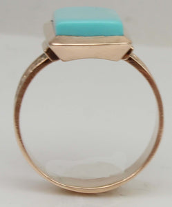 Antique c1900 Victorian RARE Natural Persian Turquoise 14k Solid Rose Gold Ladies Cocktail Ring