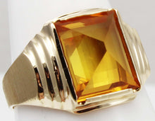 Load image into Gallery viewer, Vintage 1940&#39;s 6ct Unusual Peaked Cut GOLDEN YELLOW SAPPHIRE 10k Solid Yellow Gold Men&#39;s Ring