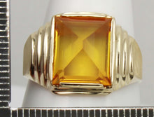 Load image into Gallery viewer, Vintage 1940&#39;s 6ct Unusual Peaked Cut GOLDEN YELLOW SAPPHIRE 10k Solid Yellow Gold Men&#39;s Ring