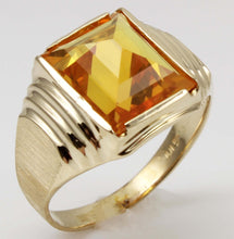 Load image into Gallery viewer, Vintage 1940&#39;s 6ct Unusual Peaked Cut GOLDEN YELLOW SAPPHIRE 10k Solid Yellow Gold Men&#39;s Ring