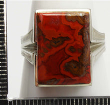 Load image into Gallery viewer, Antique SIGNED 1920&#39;s Art Deco LARGE RARE Natural Banded Red Agate 10k Solid White Gold Men&#39;s Ring