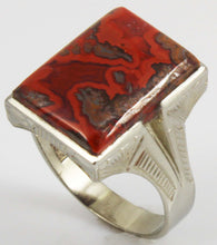 Load image into Gallery viewer, Antique SIGNED 1920&#39;s Art Deco LARGE RARE Natural Banded Red Agate 10k Solid White Gold Men&#39;s Ring