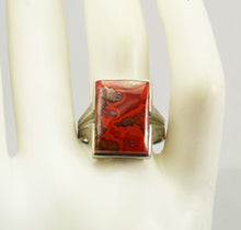 Load image into Gallery viewer, Antique SIGNED 1920&#39;s Art Deco LARGE RARE Natural Banded Red Agate 10k Solid White Gold Men&#39;s Ring