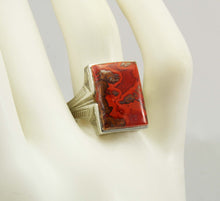 Load image into Gallery viewer, Antique SIGNED 1920&#39;s Art Deco LARGE RARE Natural Banded Red Agate 10k Solid White Gold Men&#39;s Ring