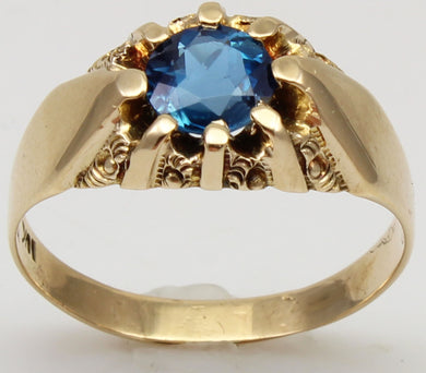 Antique c1900 SIGNED Dattelbaum & Friedman Victorian 1ct Natural Topaz 10k Solid Gold Men's Ring