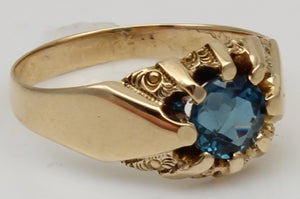 Antique c1900 SIGNED Dattelbaum & Friedman Victorian 1ct Natural Topaz 10k Solid Gold Men's Ring