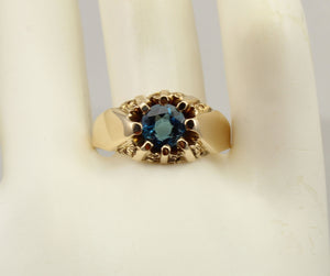 Antique c1900 SIGNED Dattelbaum & Friedman Victorian 1ct Natural Topaz 10k Solid Gold Men's Ring