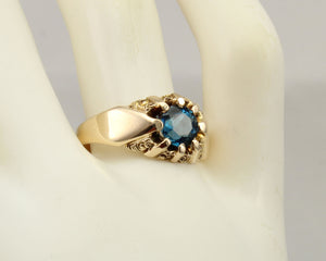 Antique c1900 SIGNED Dattelbaum & Friedman Victorian 1ct Natural Topaz 10k Solid Gold Men's Ring