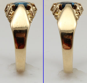 Antique c1900 SIGNED Dattelbaum & Friedman Victorian 1ct Natural Topaz 10k Solid Gold Men's Ring